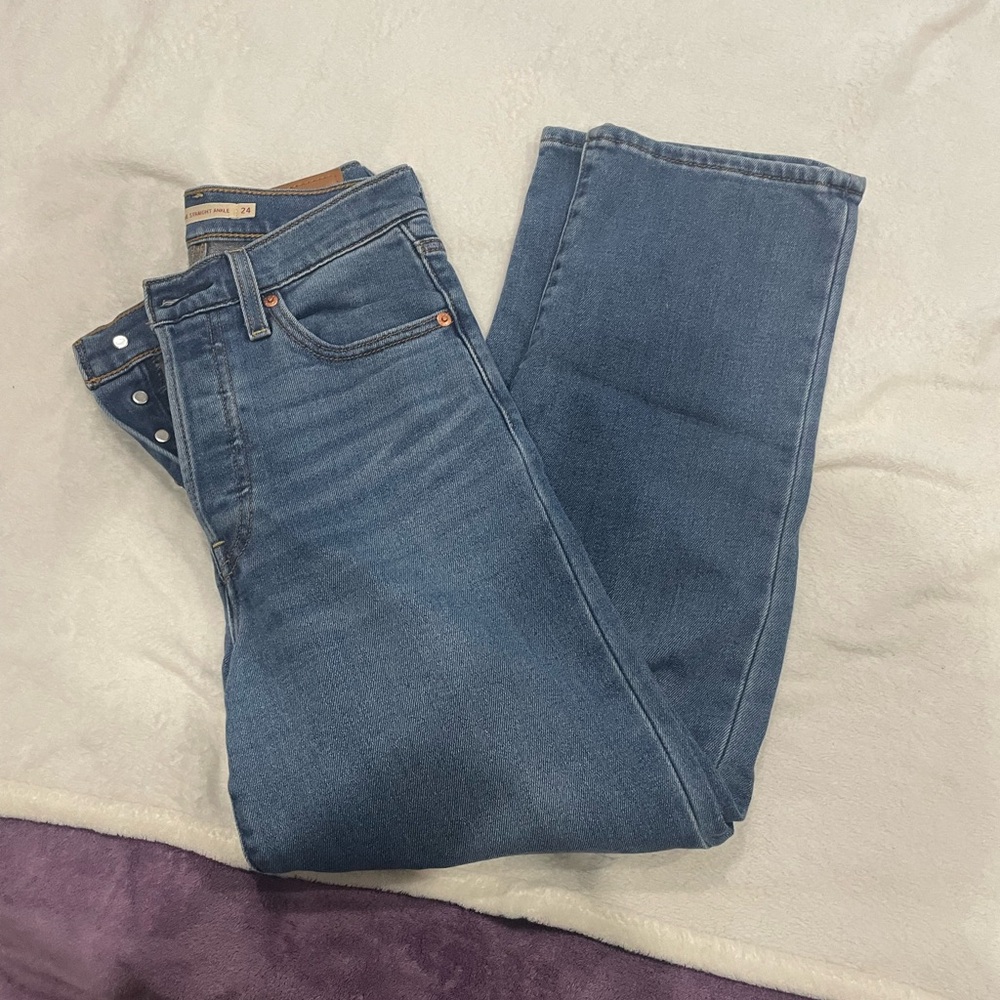 Classic Blue Denim Jeans- ribcage straight ankle